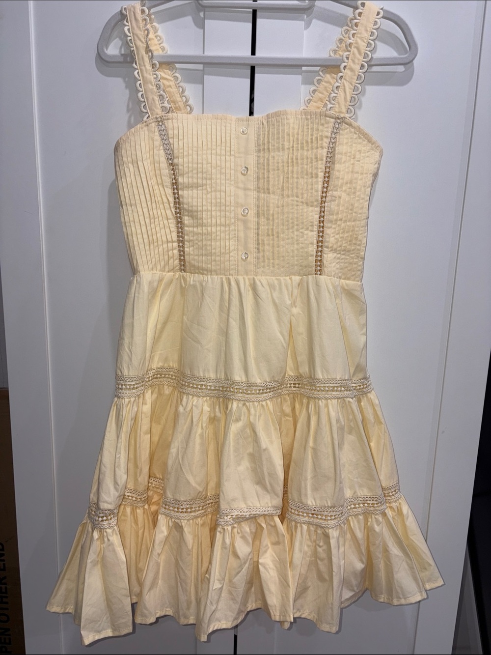 Sleeveless Cream Mini Dress with Lace Trim